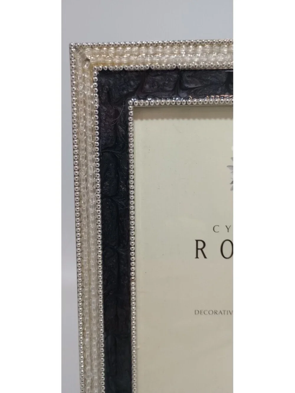 Cynthia Royce Enamel & Beaded 5 X 7 Picture Frame Dark Gray Art Deco
